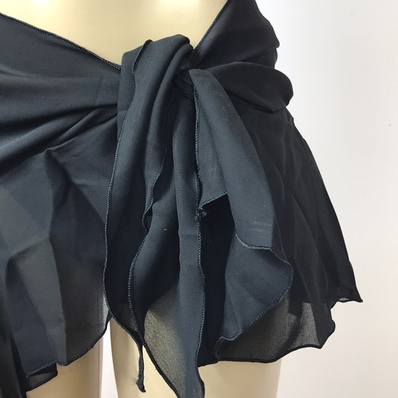 Lago Mar Black Solid Color Tie Sarong. Made in USA. New With Tags - Picture 2 of 3